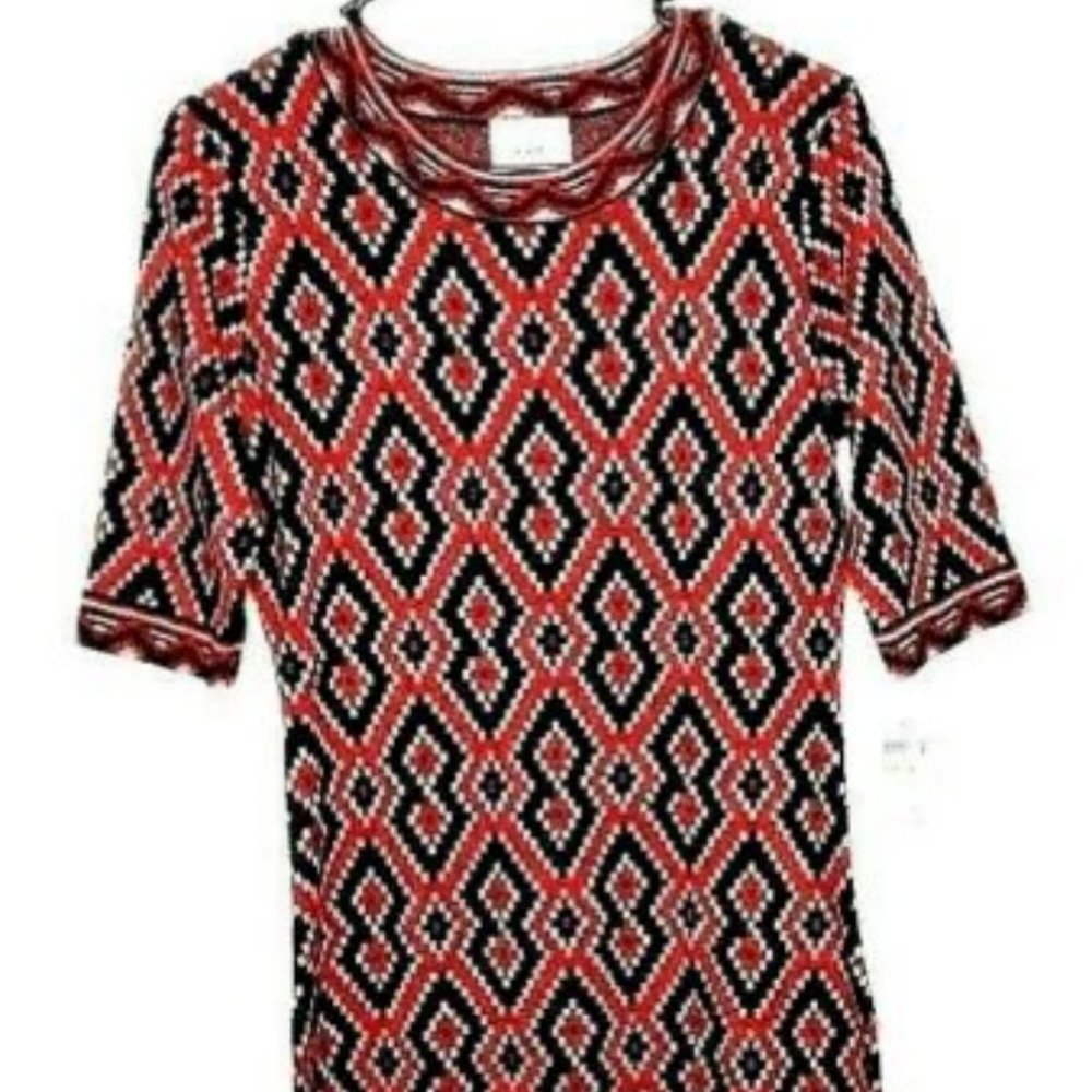 Eci Vintage NWT Dress M Straight Womens Red Black